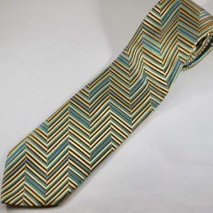 Ermenegildo Zegna Tie Tan & Blue Herringbone EUC
